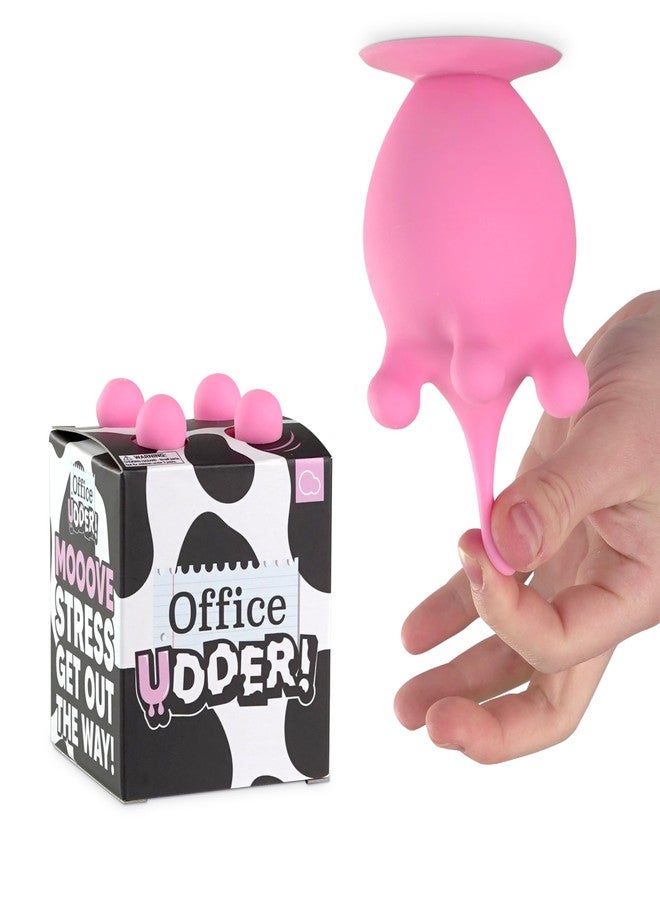 Bubblegum Stuff Office Udder - Pink Squishy Silicone Cow Udder Stress Relief Desk Toy - Suction Cup Stress Reliever - Adult Squeeze Toy - Image 1